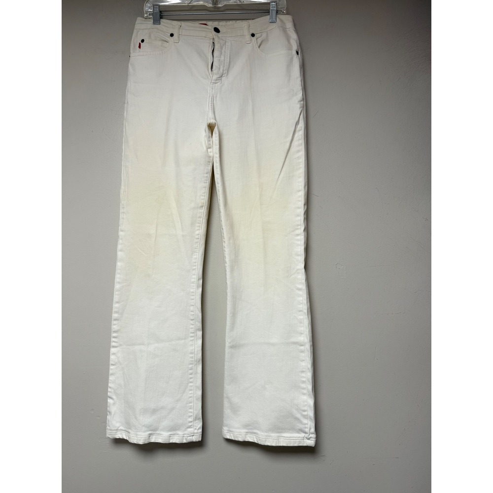 NYDJ Tummy Tuck Jeans Women 12 White Good Straight Leg Stretch 4988W Made in USA